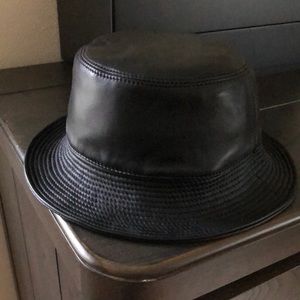 Lambskin leather bucket hat brand new